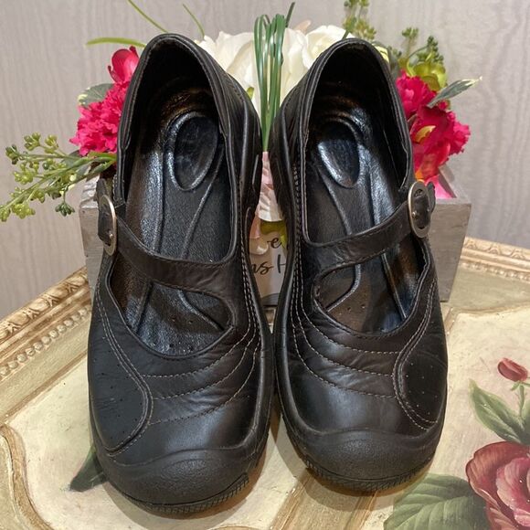 Keen Presidio Black Leather Cross Strap Mary Janes Sz 5.5 - Picture 9 of 15